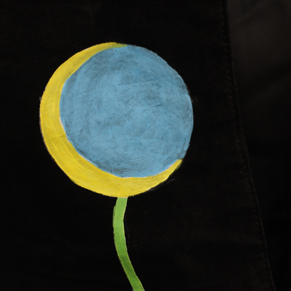 Hand Painted Black Suede Vest Sun Moon Upcycled Vintage S • M • L - Picture 4 of 7